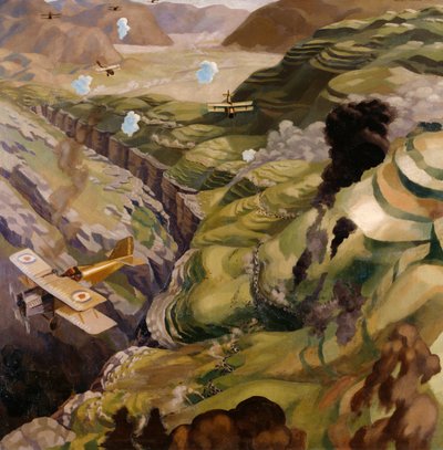 De Vernietiging van het Turkse Transport in de Kloof van de Wadi Fara, Palestina door Sydney Carline
